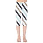 Pattern, Black, Blue, Gold, Lines, Stripes Kids  Capri Leggings 