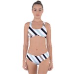 Pattern, Black, Blue, Gold, Lines, Stripes Criss Cross Bikini Set