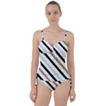 Pattern, Black, Blue, Gold, Lines, Stripes Sweetheart Tankini Set