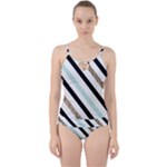 Pattern, Black, Blue, Gold, Lines, Stripes Cut Out Top Tankini Set