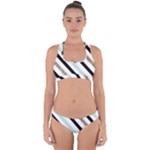 Pattern, Black, Blue, Gold, Lines, Stripes Cross Back Hipster Bikini Set