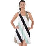 Pattern, Black, Blue, Gold, Lines, Stripes Show Some Back Chiffon Dress