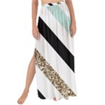 Pattern, Black, Blue, Gold, Lines, Stripes Maxi Chiffon Tie-Up Sarong