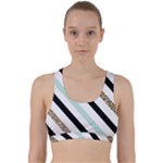 Pattern, Black, Blue, Gold, Lines, Stripes Back Weave Sports Bra