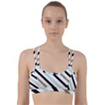 Pattern, Black, Blue, Gold, Lines, Stripes Line Them Up Sports Bra