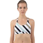 Pattern, Black, Blue, Gold, Lines, Stripes Back Web Sports Bra