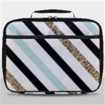 Pattern, Black, Blue, Gold, Lines, Stripes Full Print Lunch Bag