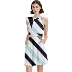 Cocktail Party Halter Sleeveless Dress With Pockets 