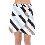 Pattern, Black, Blue, Gold, Lines, Stripes Wrap Front Skirt