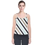 Pattern, Black, Blue, Gold, Lines, Stripes Velvet Spaghetti Strap Top