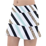 Pattern, Black, Blue, Gold, Lines, Stripes Classic Tennis Skirt