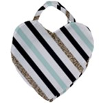 Pattern, Black, Blue, Gold, Lines, Stripes Giant Heart Shaped Tote