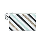 Pattern, Black, Blue, Gold, Lines, Stripes Canvas Cosmetic Bag (Small)