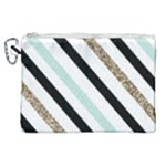 Pattern, Black, Blue, Gold, Lines, Stripes Canvas Cosmetic Bag (XL)