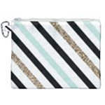 Pattern, Black, Blue, Gold, Lines, Stripes Canvas Cosmetic Bag (XXL)