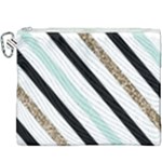 Pattern, Black, Blue, Gold, Lines, Stripes Canvas Cosmetic Bag (XXXL)