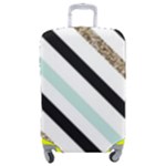 Pattern, Black, Blue, Gold, Lines, Stripes Luggage Cover (Medium)