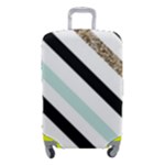 Pattern, Black, Blue, Gold, Lines, Stripes Luggage Cover (Small)