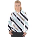 Pattern, Black, Blue, Gold, Lines, Stripes Women s Overhead Hoodie