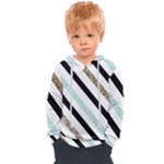 Pattern, Black, Blue, Gold, Lines, Stripes Kids  Overhead Hoodie