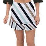 Pattern, Black, Blue, Gold, Lines, Stripes Fishtail Mini Chiffon Skirt