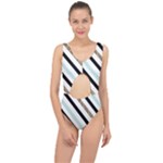 Pattern, Black, Blue, Gold, Lines, Stripes Center Cut Out Swimsuit