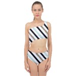 Pattern, Black, Blue, Gold, Lines, Stripes Spliced Up Two Piece Swimsuit