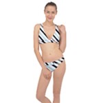 Pattern, Black, Blue, Gold, Lines, Stripes Classic Banded Bikini Set 