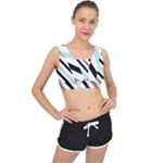 Pattern, Black, Blue, Gold, Lines, Stripes V-Back Sports Bra