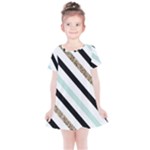 Pattern, Black, Blue, Gold, Lines, Stripes Kids  Simple Cotton Dress