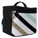 Pattern, Black, Blue, Gold, Lines, Stripes Make Up Travel Bag (Small)