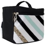 Pattern, Black, Blue, Gold, Lines, Stripes Make Up Travel Bag (Big)