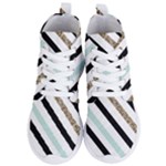 Pattern, Black, Blue, Gold, Lines, Stripes Women s Lightweight High Top Sneakers