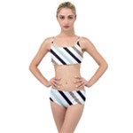 Pattern, Black, Blue, Gold, Lines, Stripes Layered Top Bikini Set