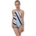 Pattern, Black, Blue, Gold, Lines, Stripes Go with the Flow One Piece Swimsuit