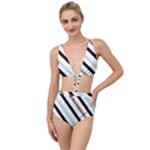 Pattern, Black, Blue, Gold, Lines, Stripes Tied Up Two Piece Swimsuit