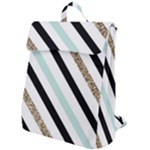 Pattern, Black, Blue, Gold, Lines, Stripes Flap Top Backpack