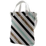 Pattern, Black, Blue, Gold, Lines, Stripes Canvas Messenger Bag