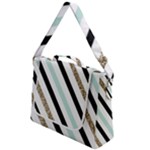 Pattern, Black, Blue, Gold, Lines, Stripes Box Up Messenger Bag