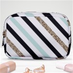 Pattern, Black, Blue, Gold, Lines, Stripes Make Up Pouch (Small)