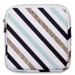 Pattern, Black, Blue, Gold, Lines, Stripes Mini Square Pouch