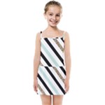 Pattern, Black, Blue, Gold, Lines, Stripes Kids  Summer Sun Dress