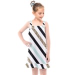 Pattern, Black, Blue, Gold, Lines, Stripes Kids  Overall Dress