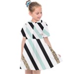 Pattern, Black, Blue, Gold, Lines, Stripes Kids  Sailor Dress