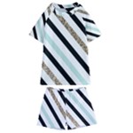 Pattern, Black, Blue, Gold, Lines, Stripes Kids  Swim T-Shirt and Shorts Set