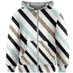 Pattern, Black, Blue, Gold, Lines, Stripes Kids  Zipper Hoodie Without Drawstring