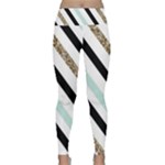 Pattern, Black, Blue, Gold, Lines, Stripes Lightweight Velour Classic Yoga Leggings