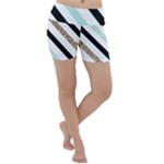 Pattern, Black, Blue, Gold, Lines, Stripes Lightweight Velour Yoga Shorts