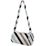 Pattern, Black, Blue, Gold, Lines, Stripes Mini Cylinder Bag