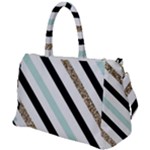 Pattern, Black, Blue, Gold, Lines, Stripes Duffel Travel Bag